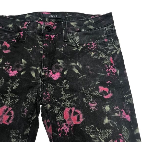 Joes Jeans Black and Pink Floral Skinny Jeans N0300 - Picture 2 of 9